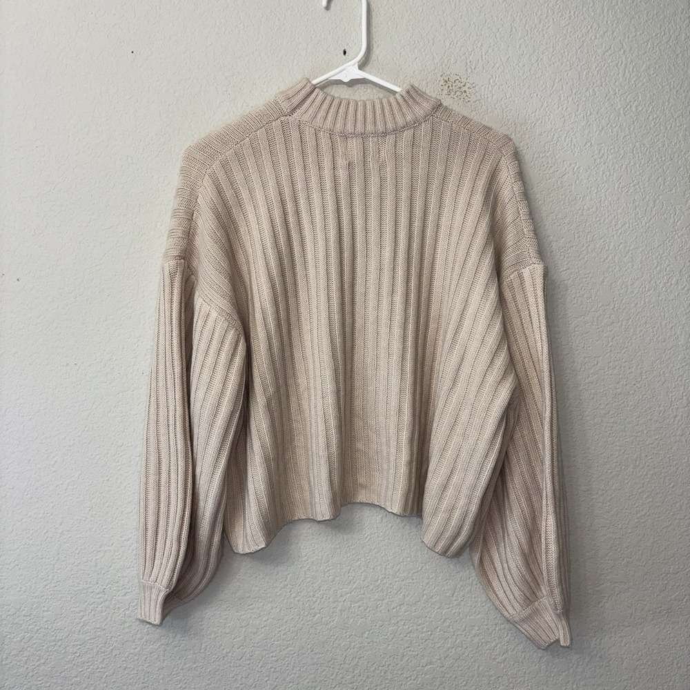 Princess Polly Innerbloom Oversized Mock Neck Ribbed Sweater Pastel Pink XS / S - Picture 2 of 8